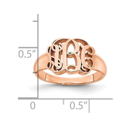 Roségoldbeschichtet Sterlingsilber /rose Monogramm Ring