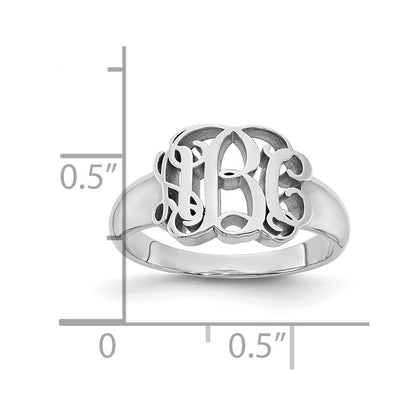14K Weißgold Siegelring mit Monogramm