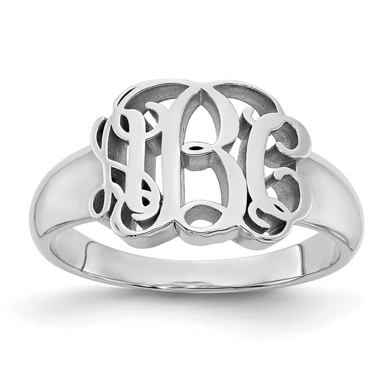 14K Weißgold Siegelring mit Monogramm