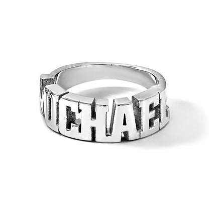 14K Weißgold Ausgeschnitten Name Ring