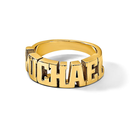 14K Gelbgold Ausgeschnitten Name Ring