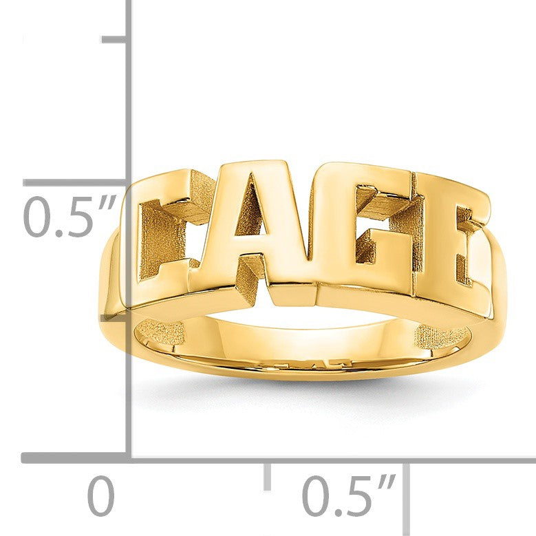 Vergoldet Sterlingsilber /gold Ausgeschnitten Name Ring