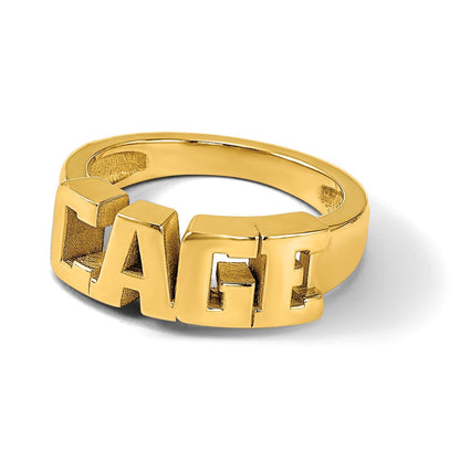 Vergoldet Sterlingsilber /gold Ausgeschnitten Name Ring