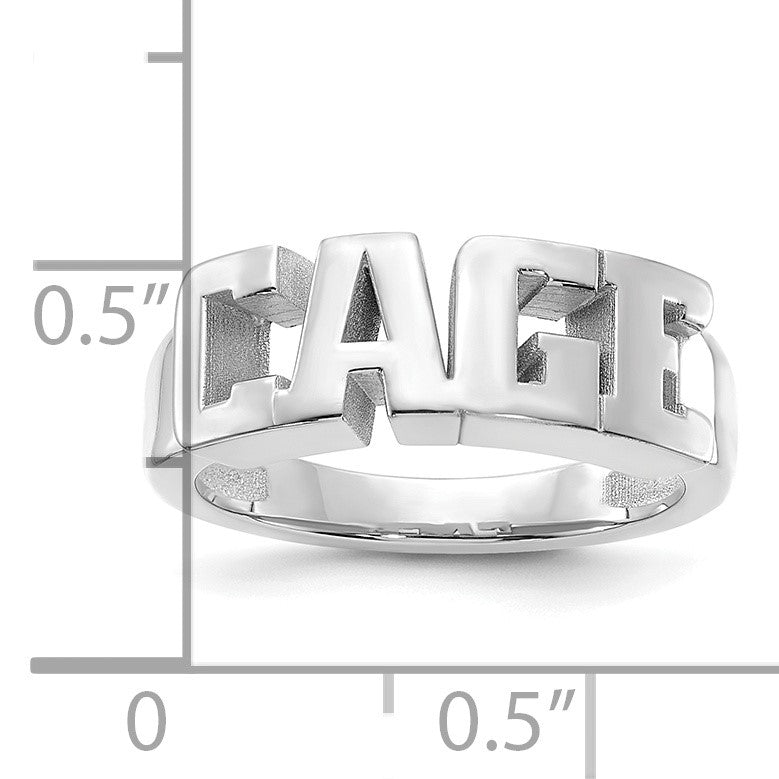 14K Weißgold Ausgeschnitten Name Ring