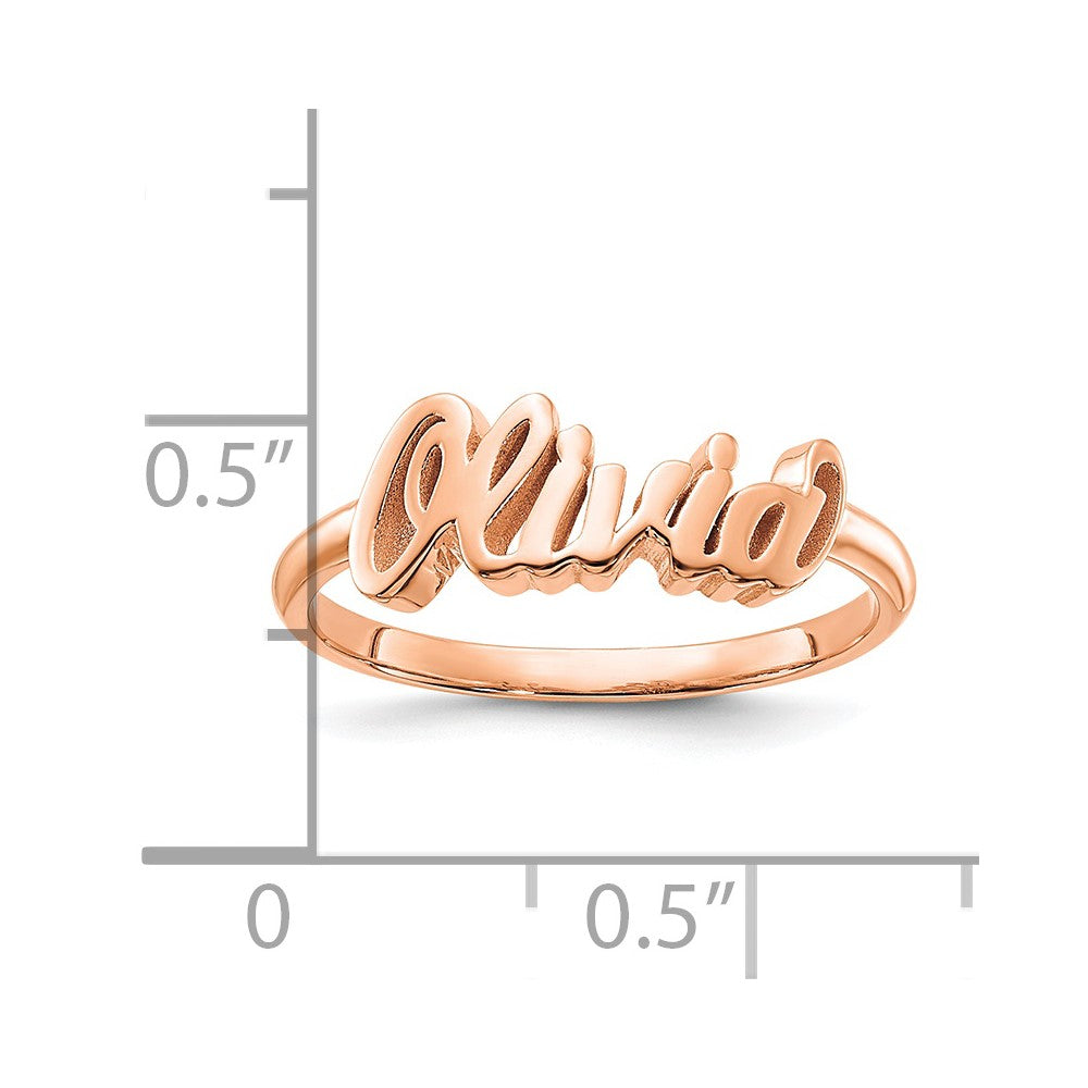 14K Roségold Name Platte Ring