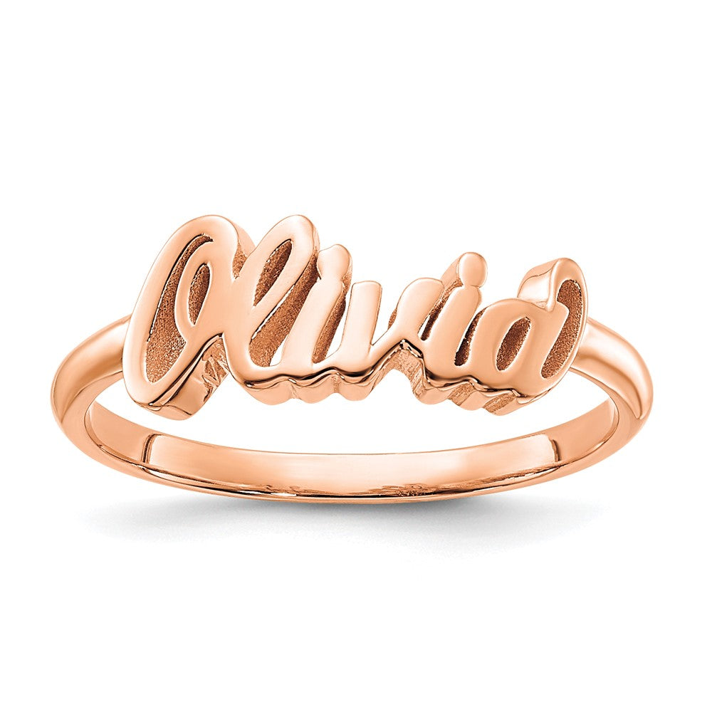 14K Roségold Name Platte Ring