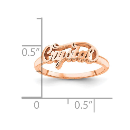 14K Roségold Name Platte Ring