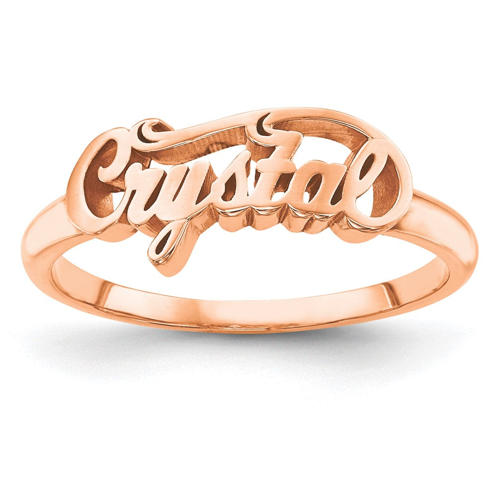 14K Roségold Name Platte Ring