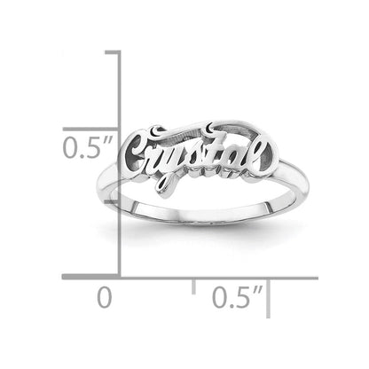 14K Weißgold Personalisierter Namensring mit Hochglanzpolitur
