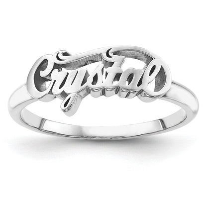 14K Weißgold Personalisierter Namensring mit Hochglanzpolitur