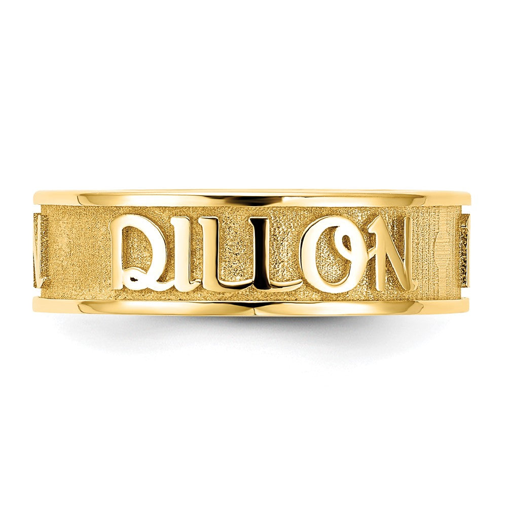 14K Gelbgold Poliert und Sandgestrahlt Name Ring