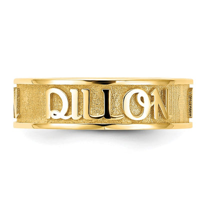 14K Gelbgold Poliert und Sandgestrahlt Name Ring