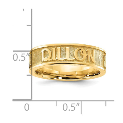 14K Gelbgold Poliert und Sandgestrahlt Name Ring