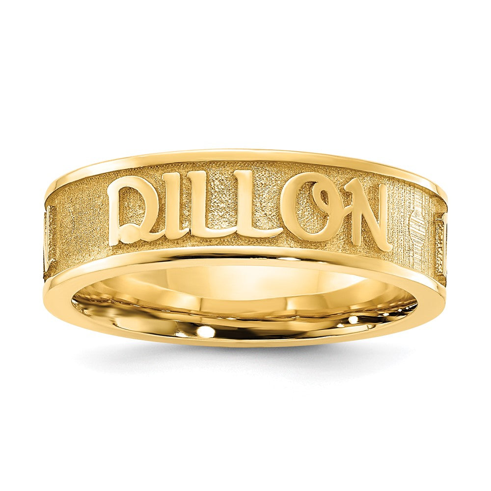 Vergoldet Poliert und Sandgestrahlt Name Ring