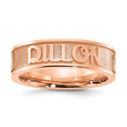 14K Roségold Poliert und Sandgestrahlt Name Ring