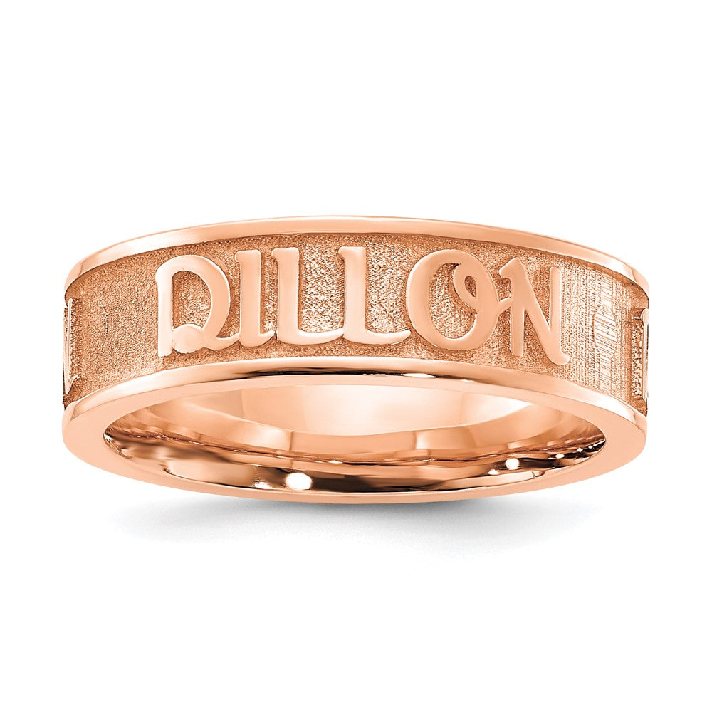 Roségoldbeschichtet Poliert und Sandgestrahlt Name Ring