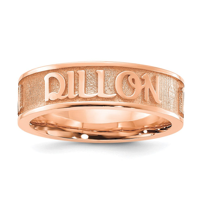 Roségoldbeschichtet Poliert und Sandgestrahlt Name Ring