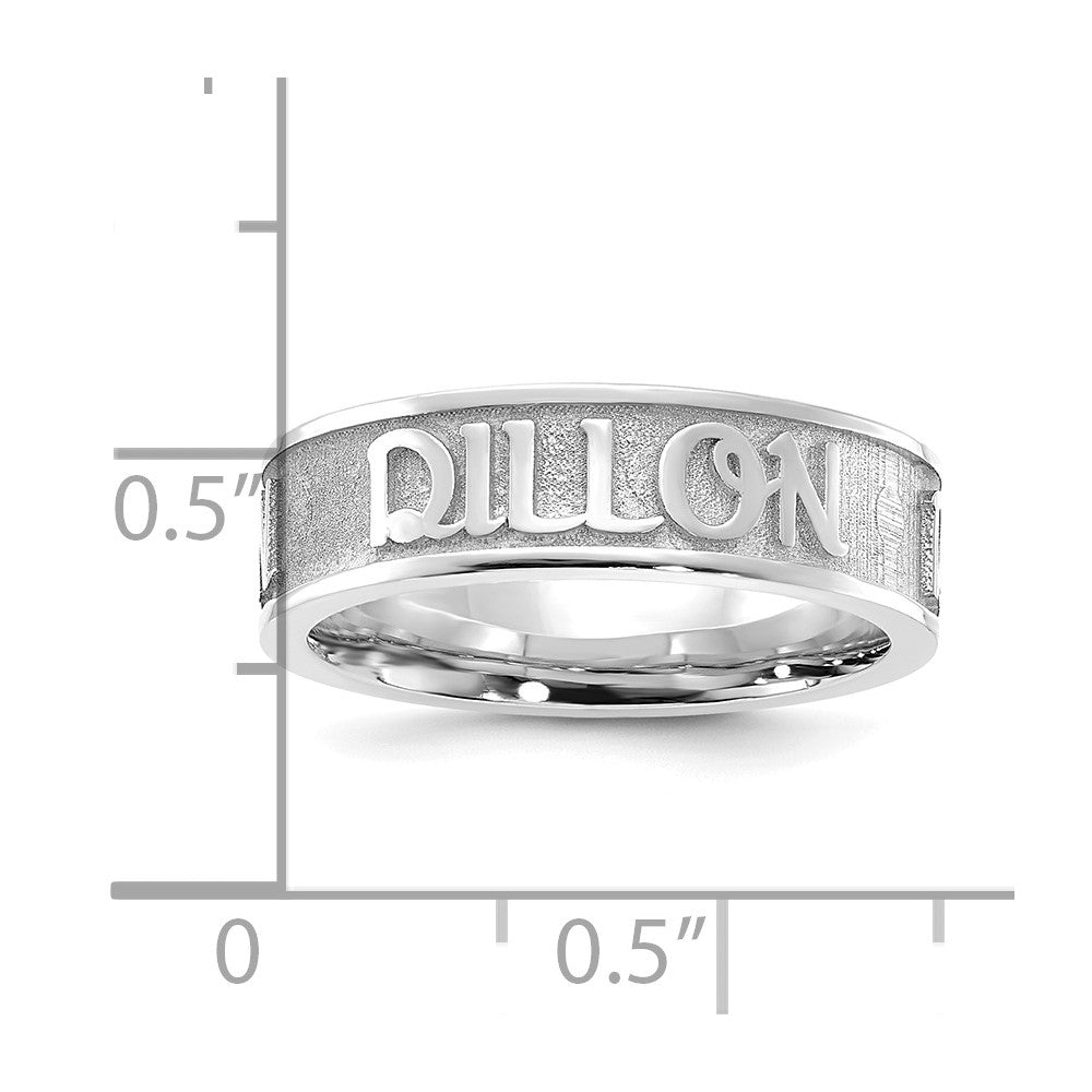 14K Weißgold Ring mit Namen, poliert und texturiert