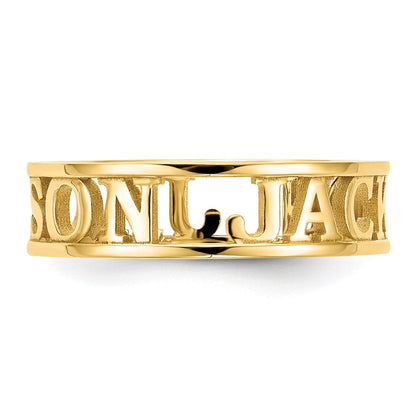 14K Gelbgold Ausgeschnitten Name Ring