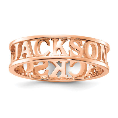 14K Roségold Ausgeschnitten Name Ring