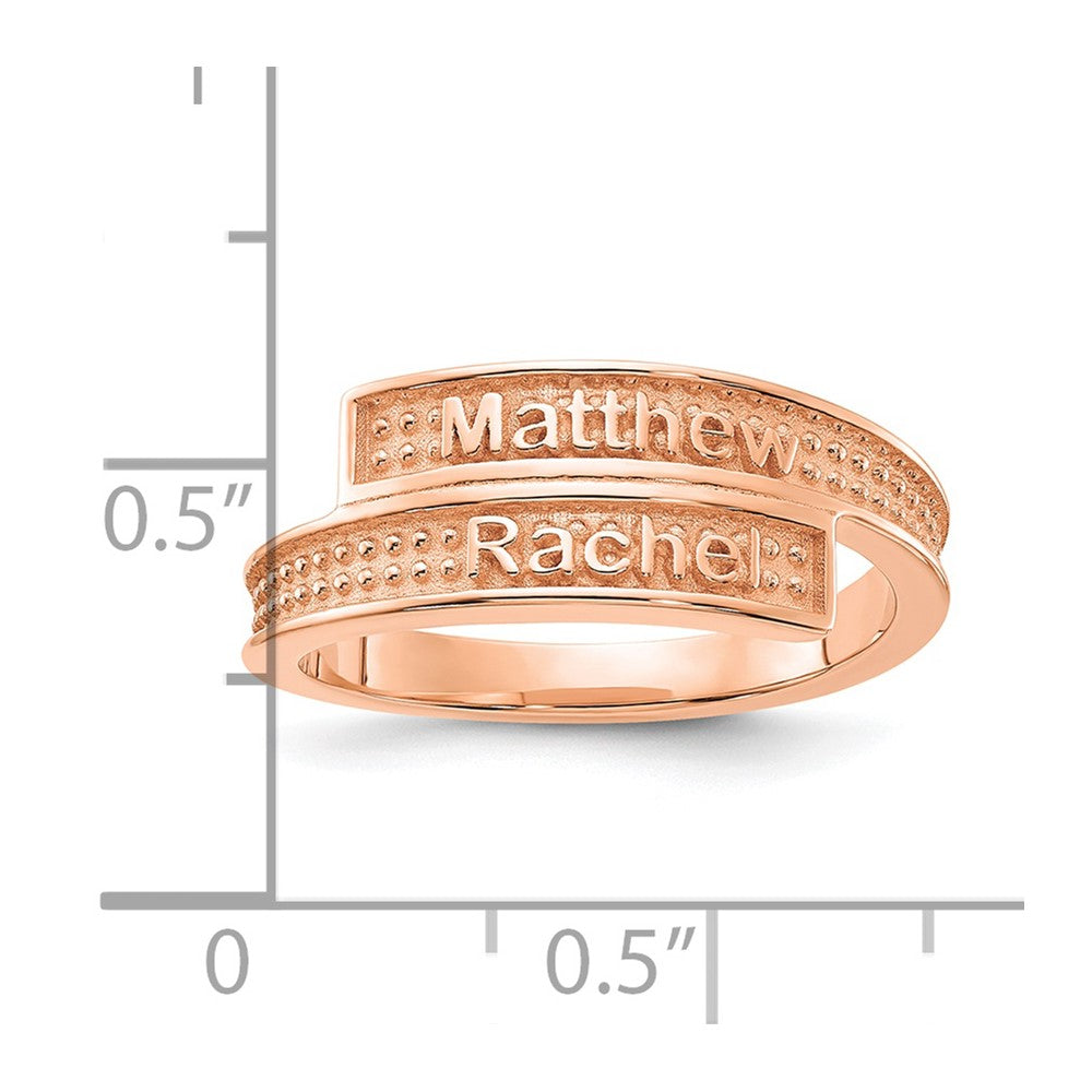 14K Roségold personalisierter polierter und texturierter Ring