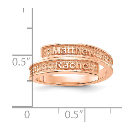14K Roségold personalisierter polierter und texturierter Ring