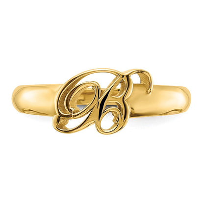 14K Gelbgold Polierter Ring mit Initiale