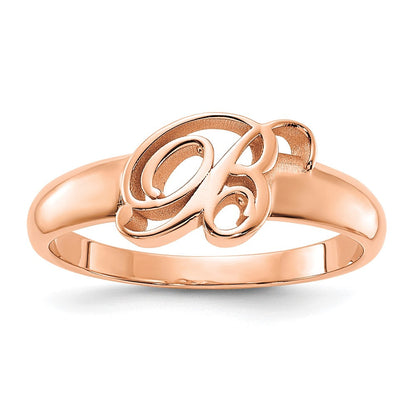 Roségoldbeschichtet Sterlingsilber /rose Schreibschrift Initiale Ring