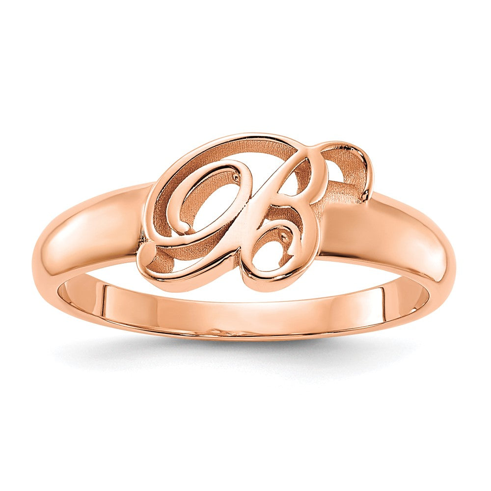 14K Roségold Schreibschrift Initiale Ring