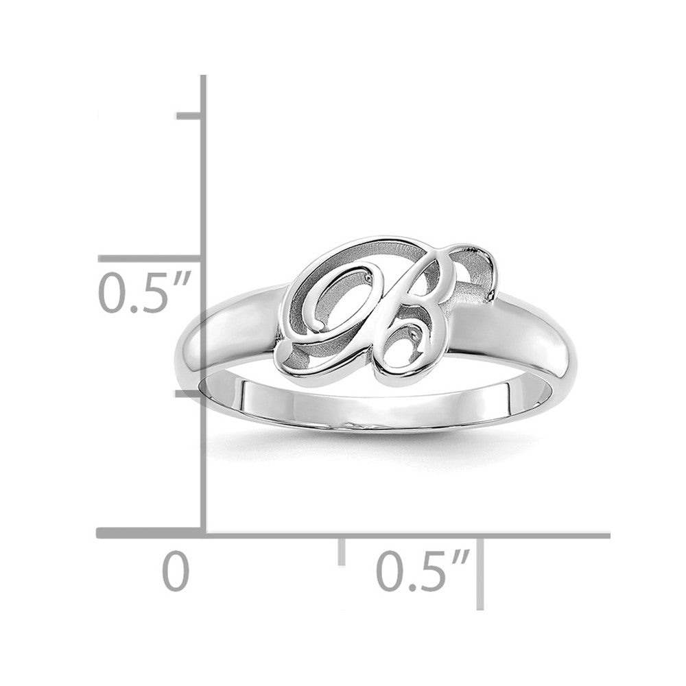 14K Weißgold Ring mit Initiale, poliert