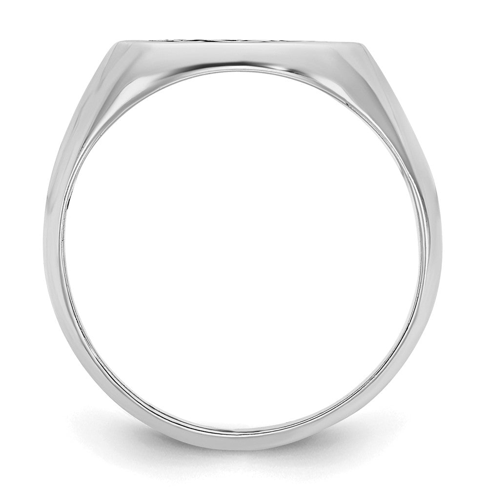 14K Weißgold Siegelring poliert mit antikem Monogramm-Hintergrund