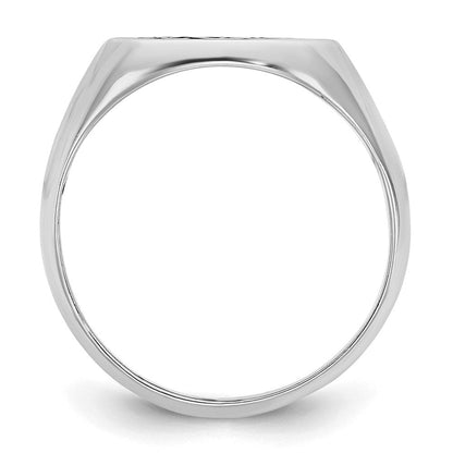14K Weißgold Siegelring poliert mit antikem Monogramm-Hintergrund