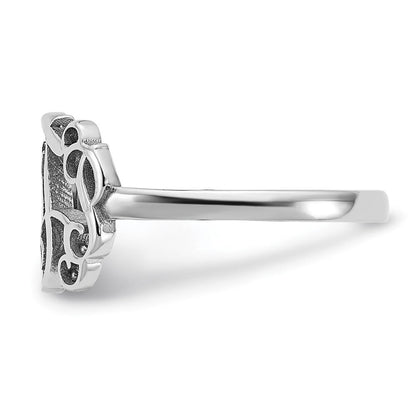 14K Weißgold Ring mit Monogramm, poliert