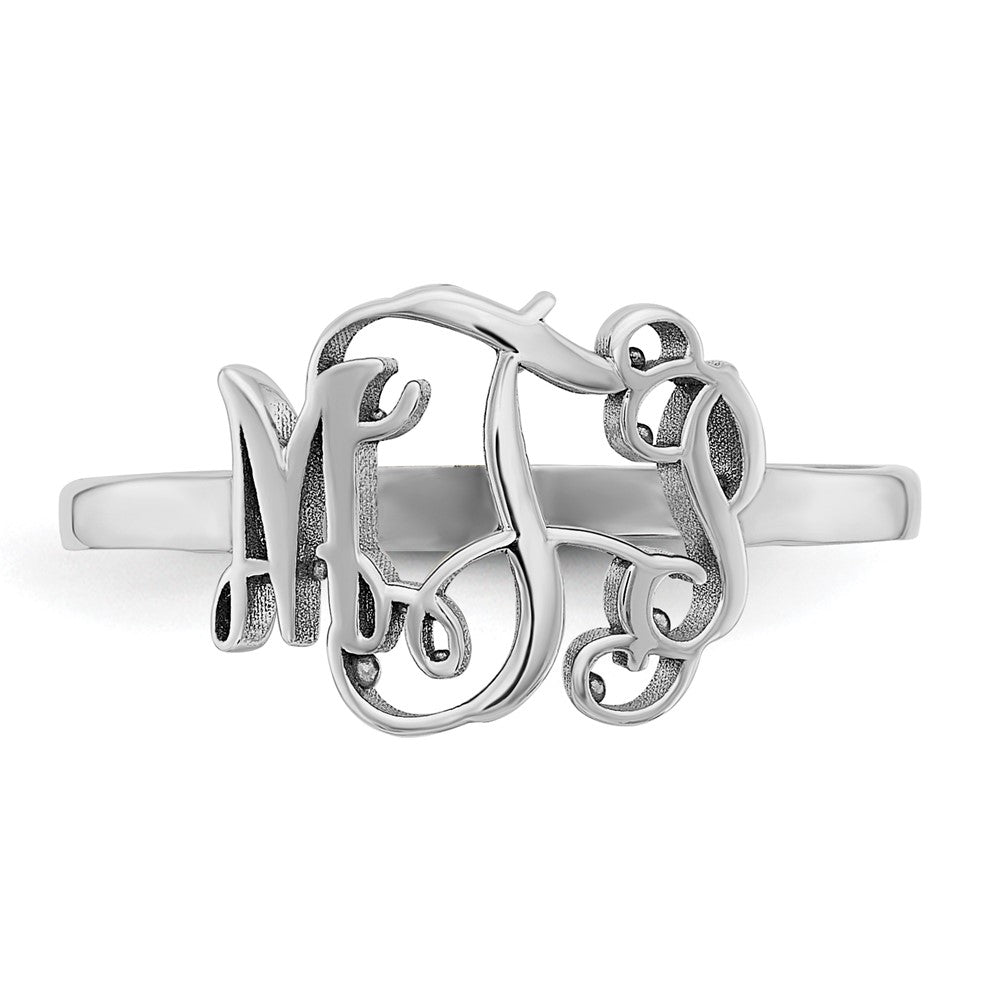 14K Weißgold Ring mit Monogramm, poliert