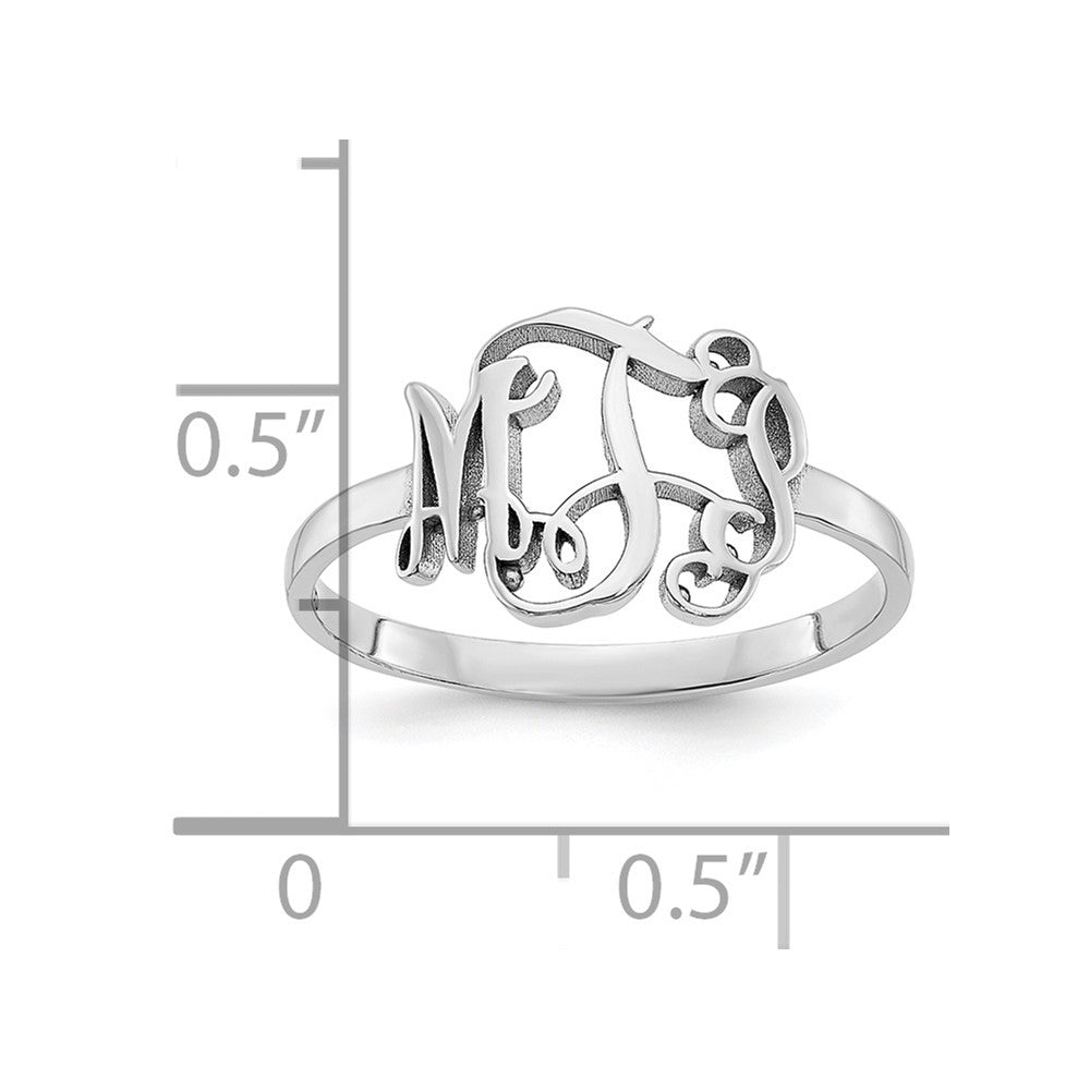 14K Weißgold Ring mit Monogramm, poliert