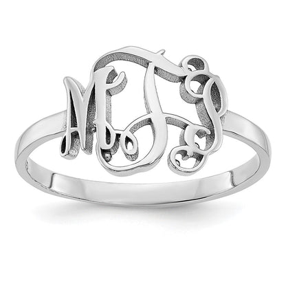 14K Weißgold Ring mit Monogramm, poliert