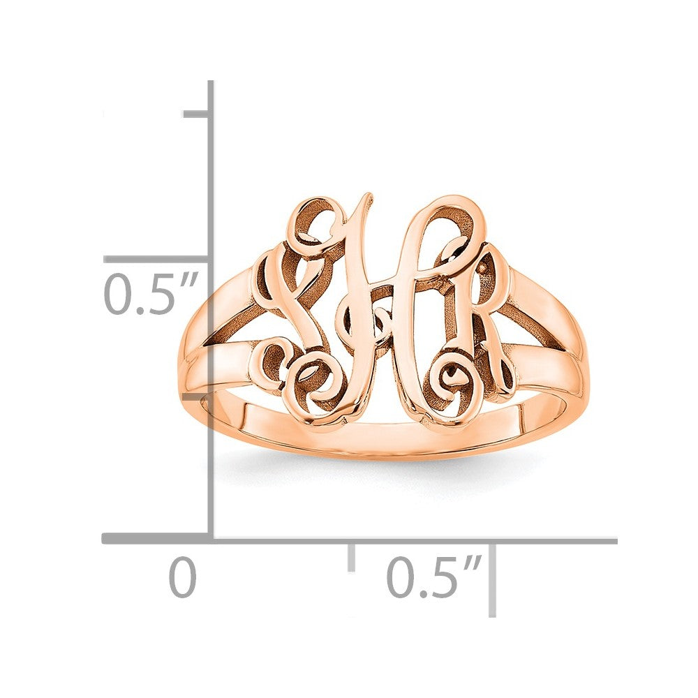Roségoldbeschichtet Sterlingsilber /rose Monogramm Ring