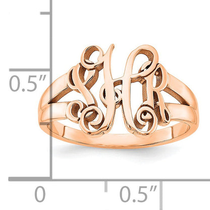 Roségoldbeschichtet Sterlingsilber /rose Monogramm Ring
