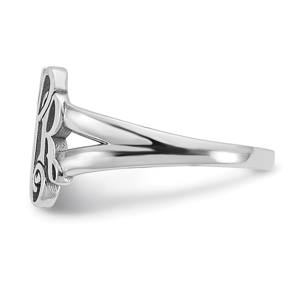 14K Weißgold Ring mit poliertem Monogramm