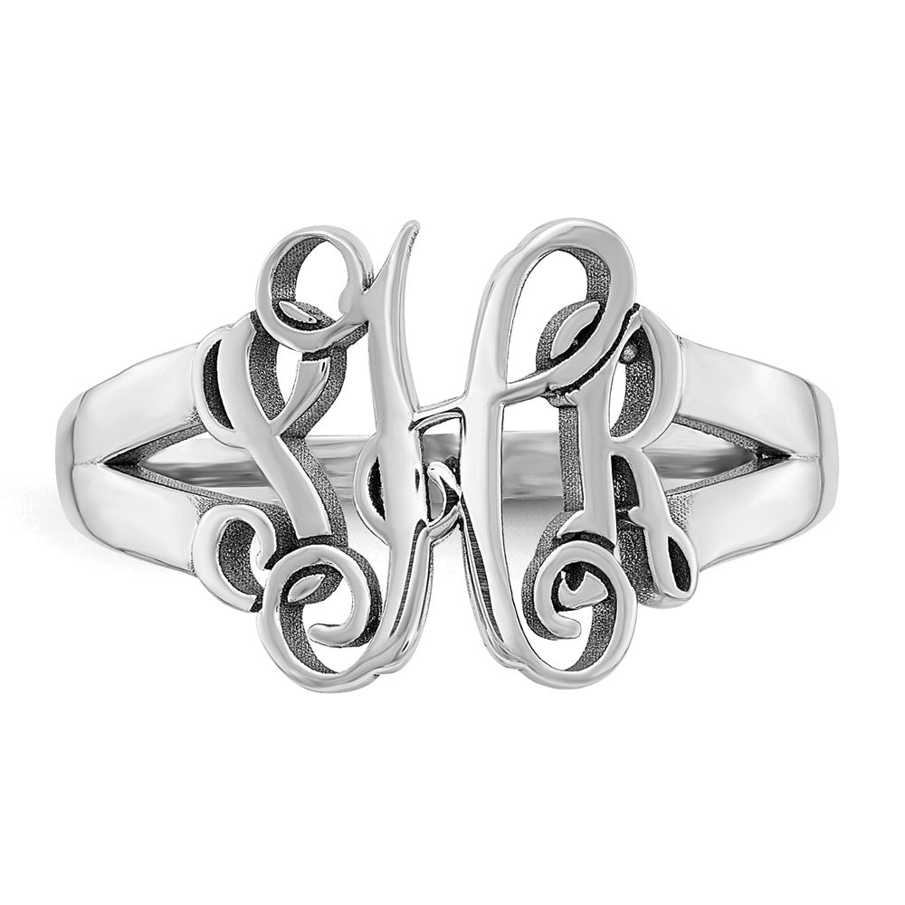 14K Weißgold Ring mit poliertem Monogramm