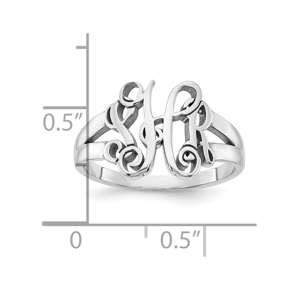 14K Weißgold Ring mit poliertem Monogramm