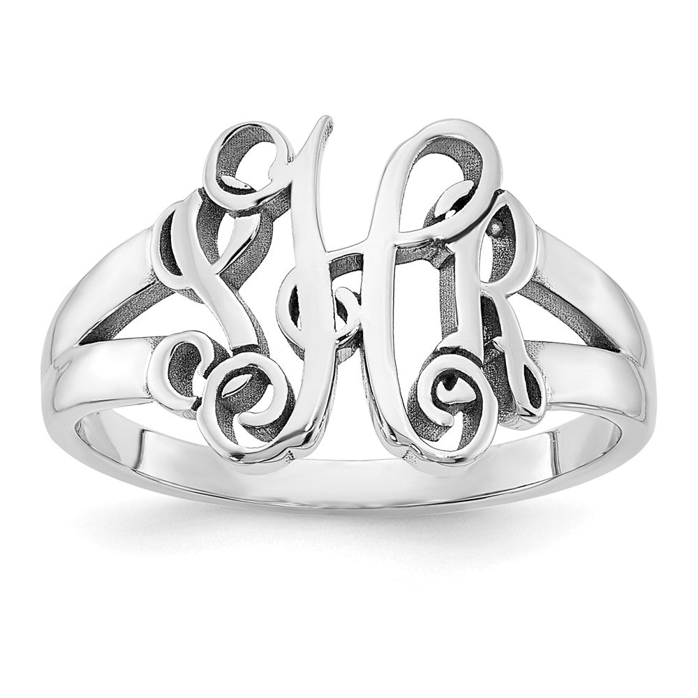 14K Weißgold Ring mit poliertem Monogramm