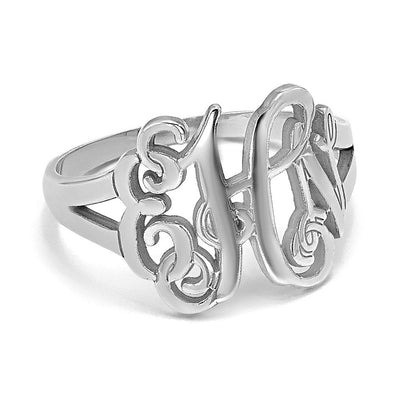 14K Weißgold Monogramm Ring