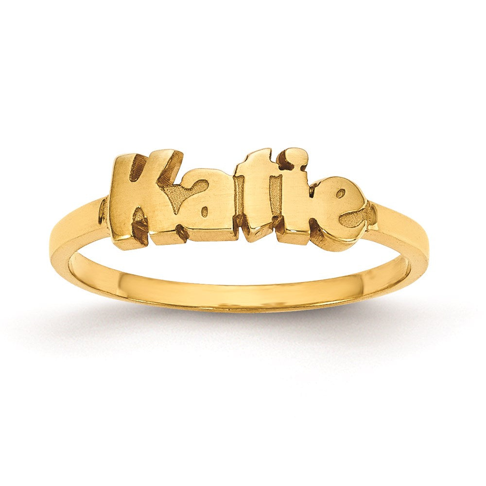 14K Gelbgold Name Platte Ring