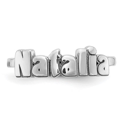 Personalisierter Namensring aus 14K Weißgold, poliert