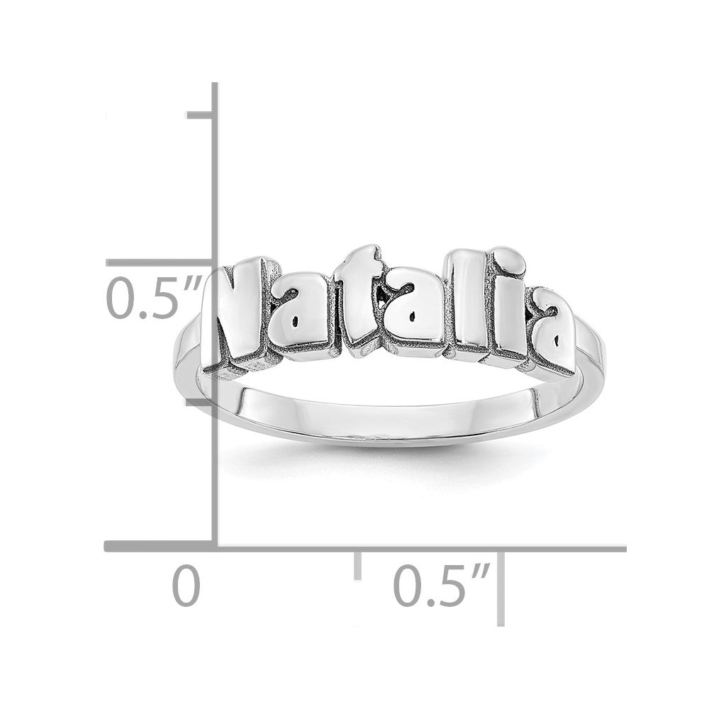 Personalisierter Namensring aus 14K Weißgold, poliert