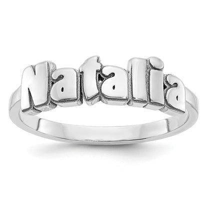 Personalisierter Namensring aus 14K Weißgold, poliert