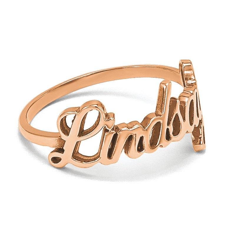 14K Roségold Name Platte Ring