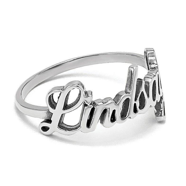 14K Weißgold Name Platte Ring