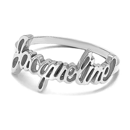 14K Weißgold Name Platte Ring